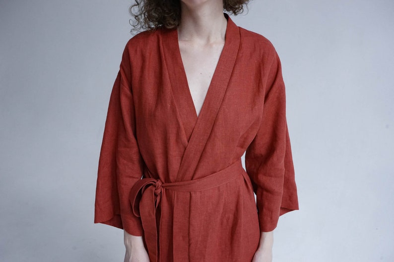 Plus size robe Long robe, Linen robe Linen kimono