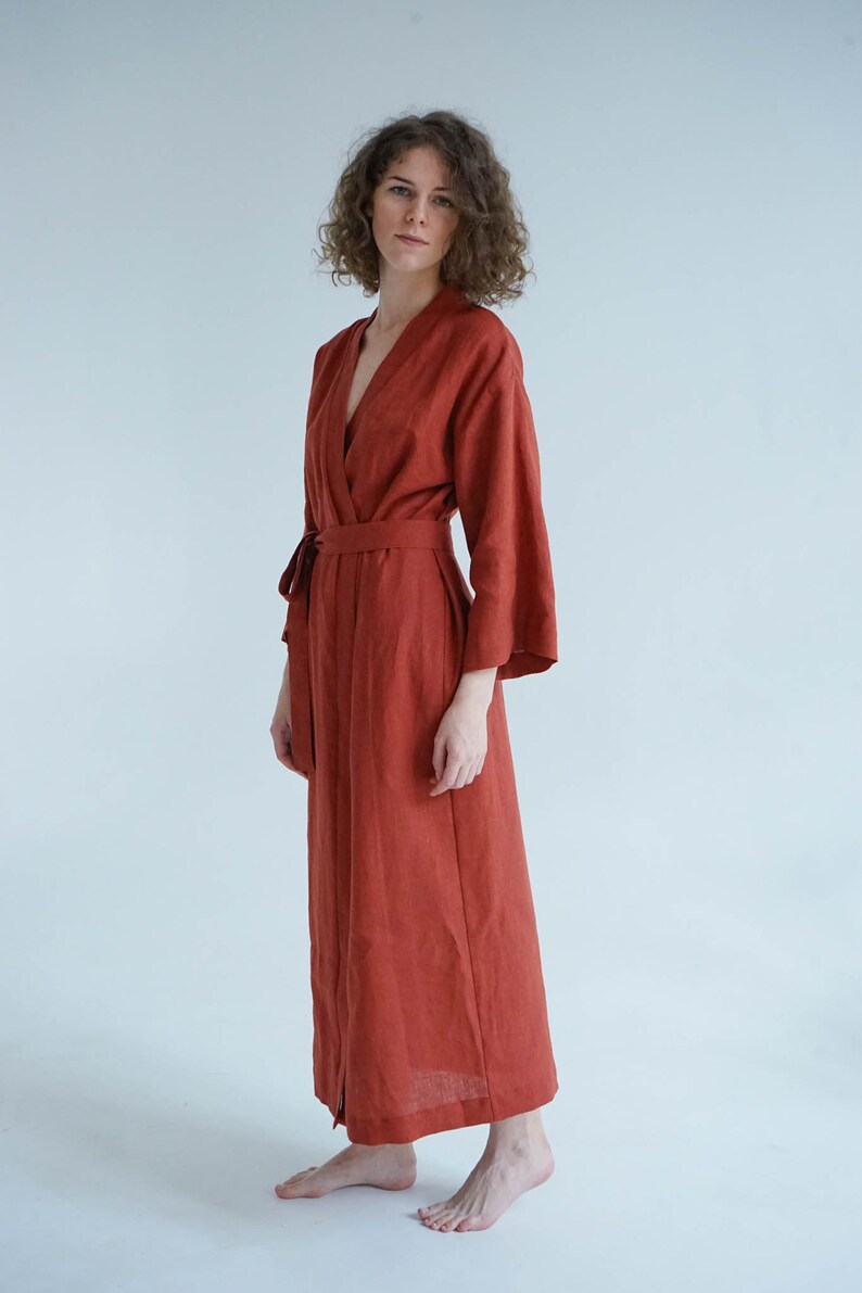 Plus size robe Long robe, Linen robe Linen kimono