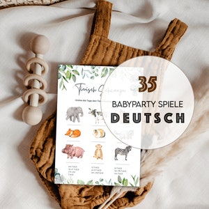 35 Baby Party Spiele Deutsch, XXL Set Babyshower, Gedruckt oder als Download, Baby Party Spiele