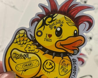 Punk Duck with tattoos