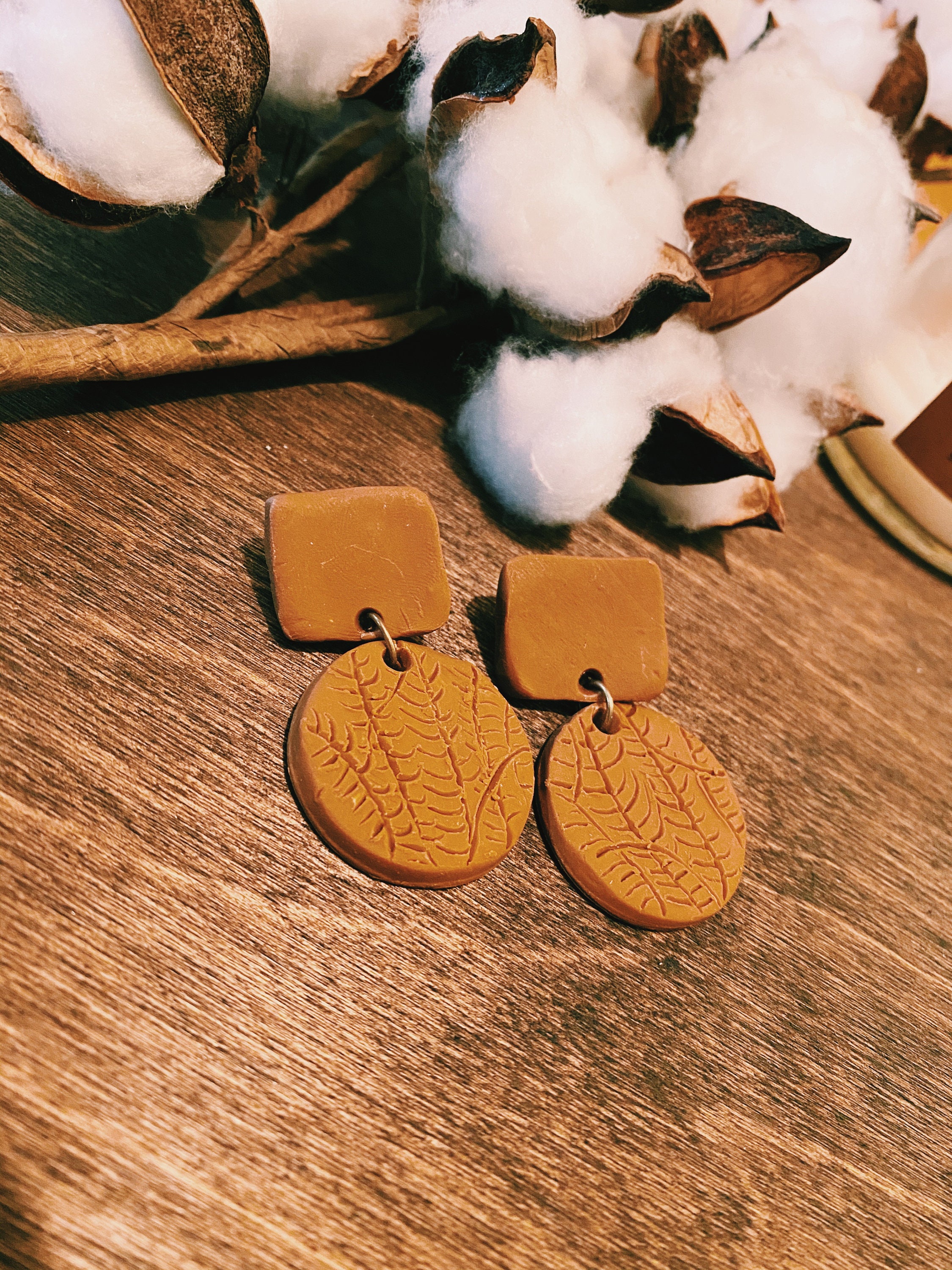 Mustard polymer clay earrings Etsy