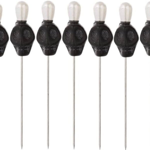 set of 7 voodoo black skull pins