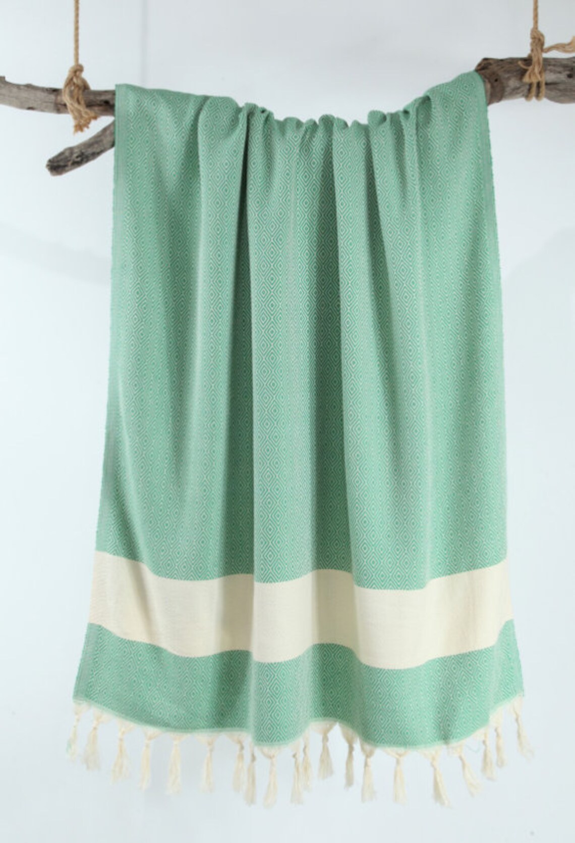 Green Diamond pattern organic Turkish cotton Spring Summer | Etsy