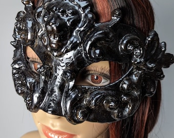 Casanova mask - black and golden brown impact resistant