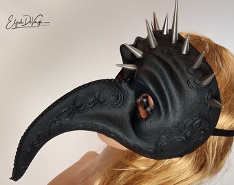 Black silver demon mask with spikes