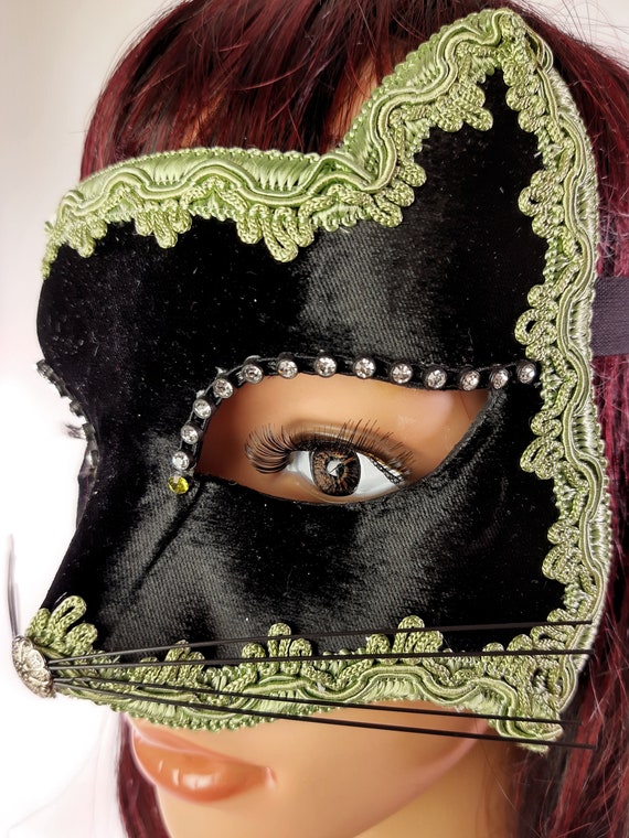 Venetiaans masker van de kat goudzwart Etsy