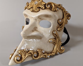 Venetian construction mask - gold and white