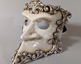 Venetian construction mask - silver and white