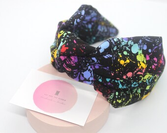 Black and Bright Multicolour Abstract Print  | Top Knot Alice Band Headband | Handmade Hair AccessoryChristmas Gift Ideas