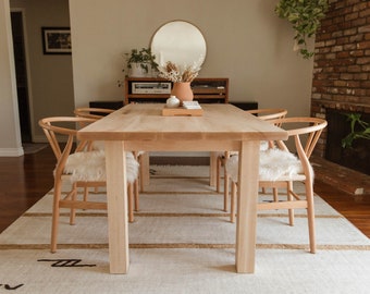 VEGA- Solid Wood Scandinavian Style Farmhouse Dining Table (Made to Order)