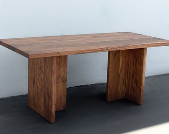 MERIDIAN- Solid Walnut Angular Inset Leg Farmhouse Dining Table (Made to Order)