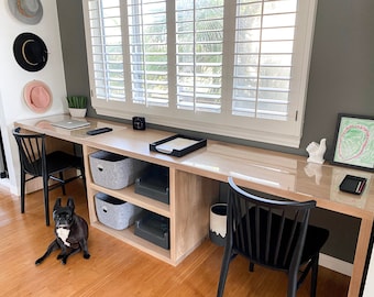 CUSTOM QUOTE - Calypso White Oak Waterfall Desk With Open Storage (Made to Order, Do NOT buy this)!
