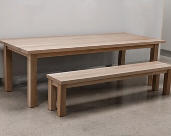 VEGA- Solid Wood Scandinavian Dining Table w/ Matching Bench (Made to Order)