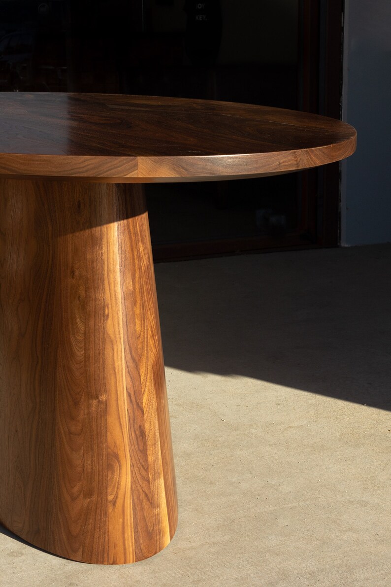 ELLIPSE Solid Wood Oval Pedestal Dining Table Etsy