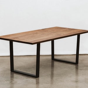 SIRIUS Solid Walnut Dining Table w/ Black Steel Trapezoid Legs Made to Order image 2