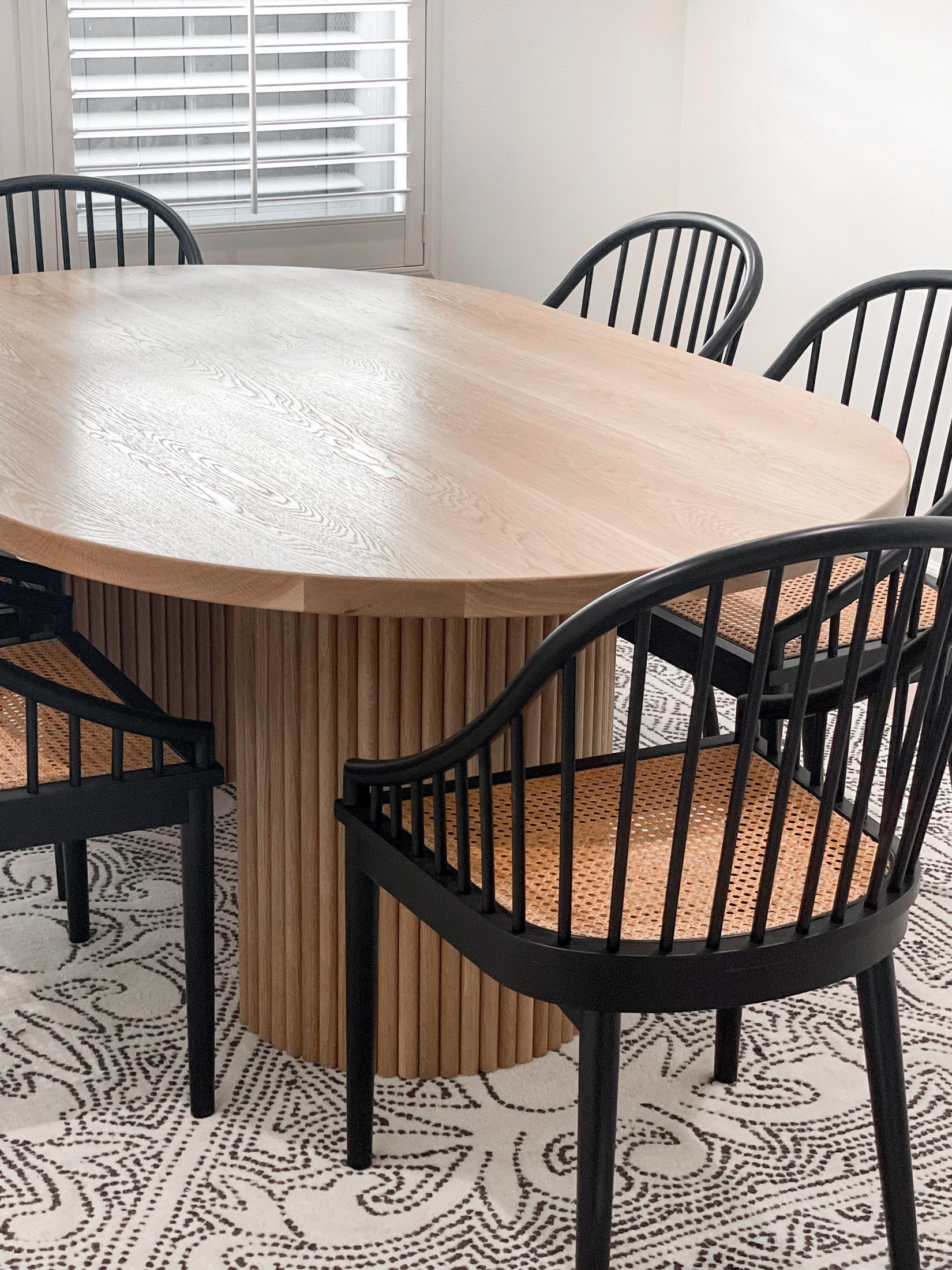 AURA Solid Wood Pill Shaped Dining Table With Fluted/tambour Etsy