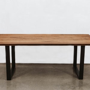 SIRIUS Solid Walnut Dining Table w/ Black Steel Trapezoid Legs Made to Order image 9