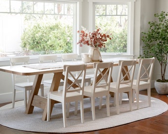 PARALLAX- Solid Wood Angular Cross Leg Dining Table (Made to Order)