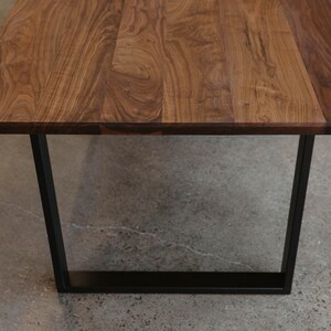 SIRIUS Solid Walnut Dining Table w/ Black Steel Trapezoid Legs Made to Order image 4