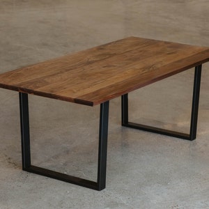 SIRIUS Solid Walnut Dining Table w/ Black Steel Trapezoid Legs Made to Order image 7