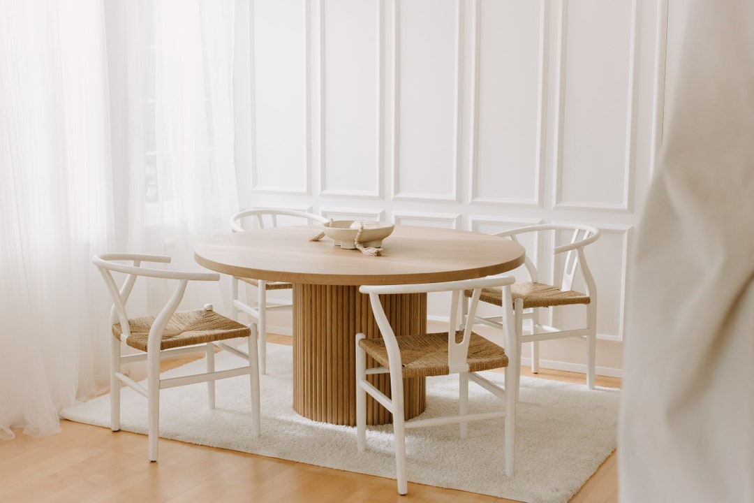 HALO Solid Wood Round Fluted Pedestal Dining Table made to Order