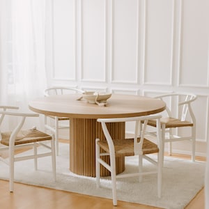 HALO Solid Wood Round Fluted Pedestal Dining Table made to Order