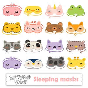 Sleeping mask clipart Nap clipart Sleepover party clipart Pajama party clipart Slumber party digital clipart Pajama party graphics