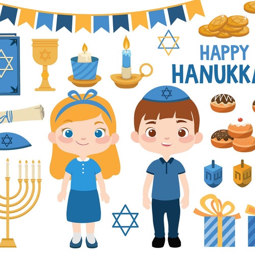 Hanukkah Clipart Set. Cute Cartoons With Hanukkah Symbols for - Etsy Israel