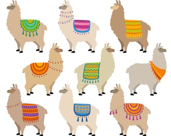 Llama Clip Art Llama clipart Alpaca clipart Cute Llamas clip art Llama graphics Alpaca clip art Boho Aztec peruvian Peru Digital Llama