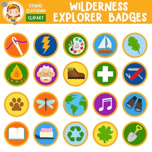 Wilderness Explorer Insignias clipart Insignias clipart Scout clipart Camping Digital Niños Imprimible arte Explorer Clip art Scouts Tropa clipart