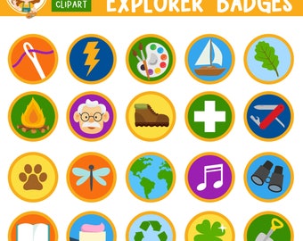 Wilderness Explorer Badges clipart Badges clipart Scout clipart Camping Digital Kids Printable art Explorer Clip art Scouts Troop clipart