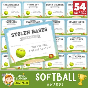 Editable Softball Award Certificates: End of Season Team Awards (PDF)