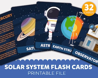 Solar System Flashcards Planets Flashcards Printable Planets Flash Cards Solar system Flashcards Space Educational Flash Cards Space Planets