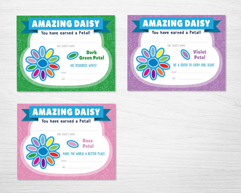 15 Girl Scouts Daisy Petal & Leaf Certificates Printable Etsy