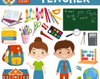 Teacher Clipart: Back to School Graphics (Digital Download)