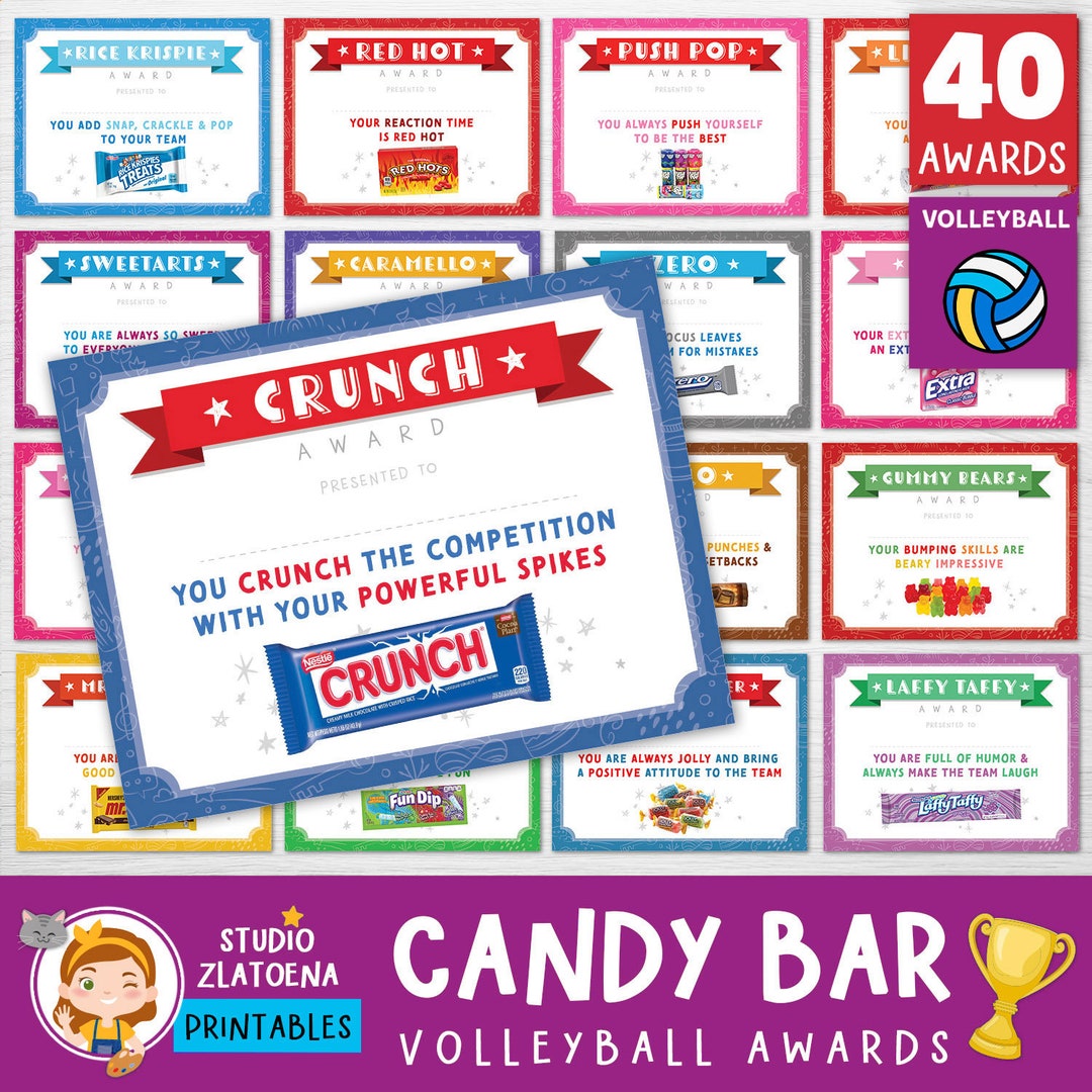 40 Editable Volleyball Candy Bar Award Certificates Award Etsy