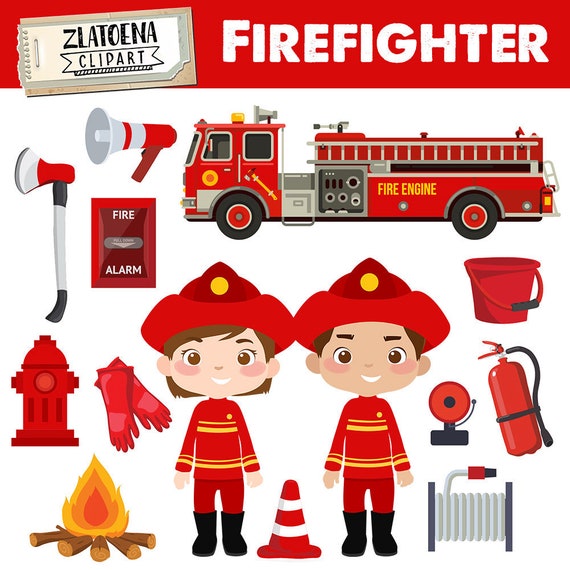 Little Firefighter Clip Art Fireman Clipart Firefighter - Etsy Singapore