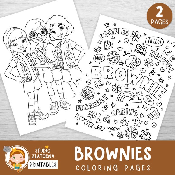2 Daisy Girl Scouts Coloring Pages, Girl Scout Coloring Book,  Scout Coloring Pages, Girl Scout Leader Fun Printables, Girl Scout Activity