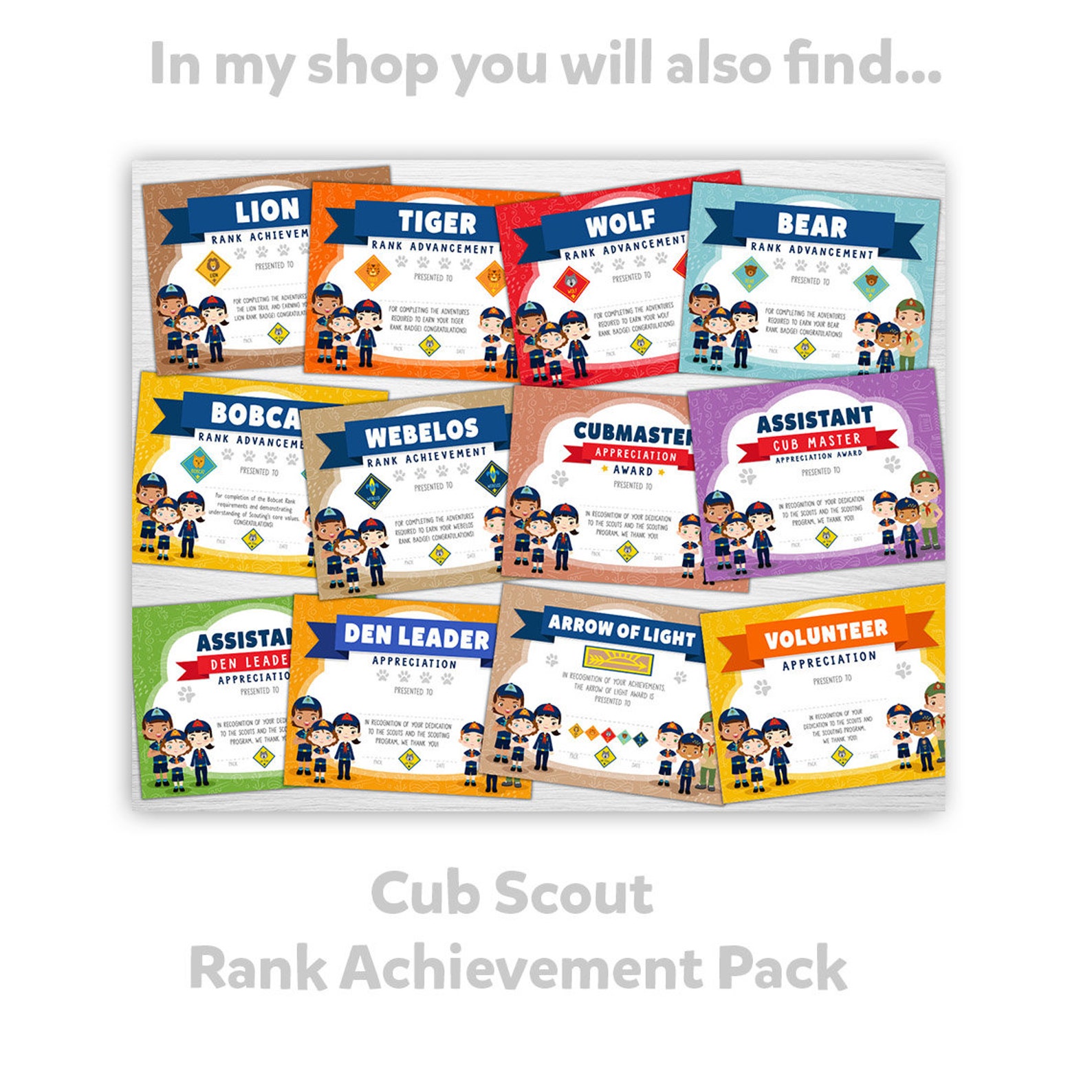 Cub Scout Certificate of Appreciation Certificate Boys & Etsy