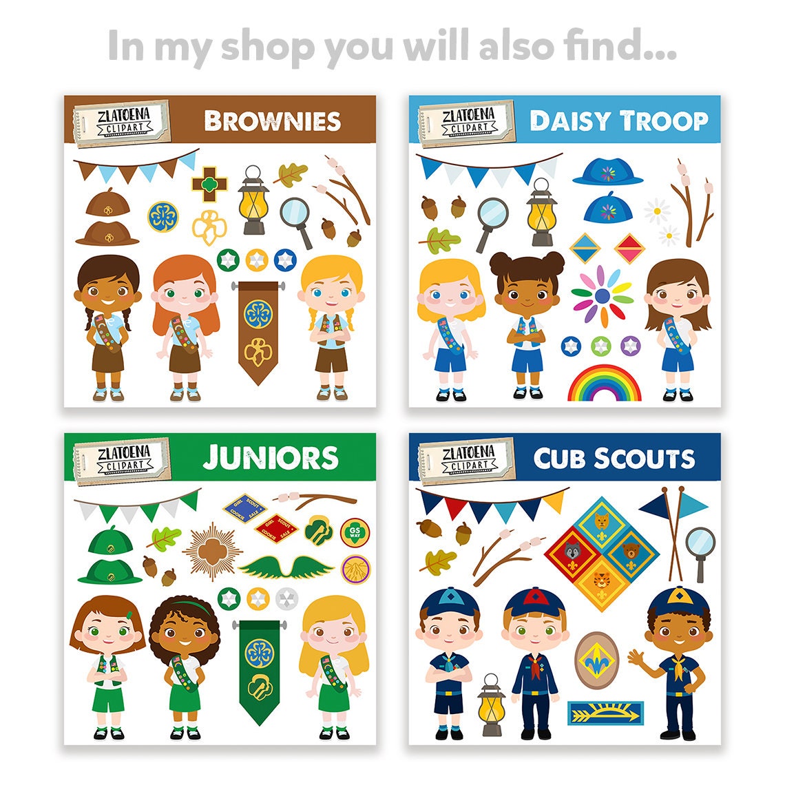 Cadettes Clip Art Scout Girl Clip Art Camping Digital Kids Etsy Australia