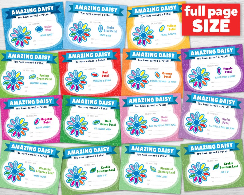 15 Girl Scouts Daisy Petal & Leaf Certificates Printable Etsy