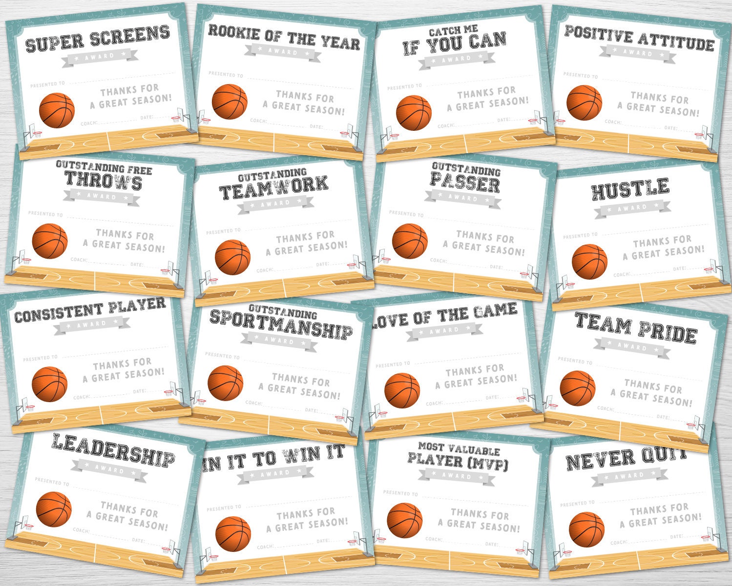 Editable Basketball Award Certificates Award Ceremony Etsy