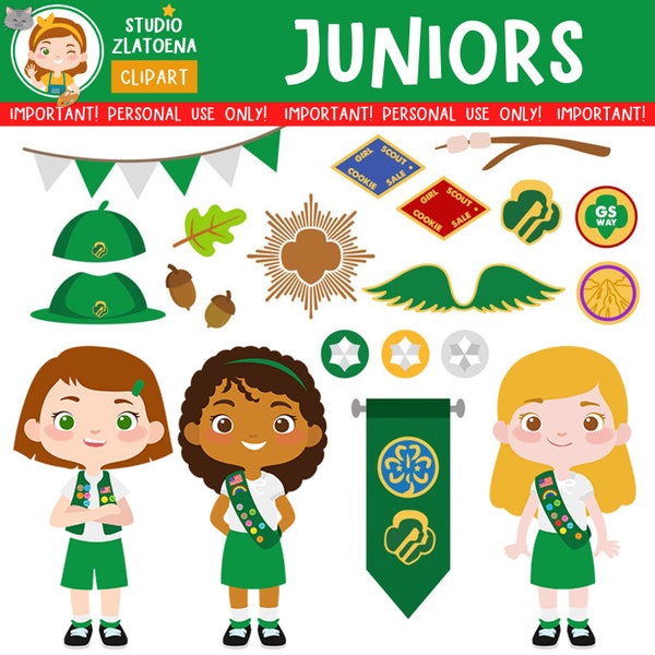 Junior Scout Girl Clip art Camping Digital Kids Camping Printable art Explorer Clip art Girl Scouts Troop Camping Juniors Scout clipart