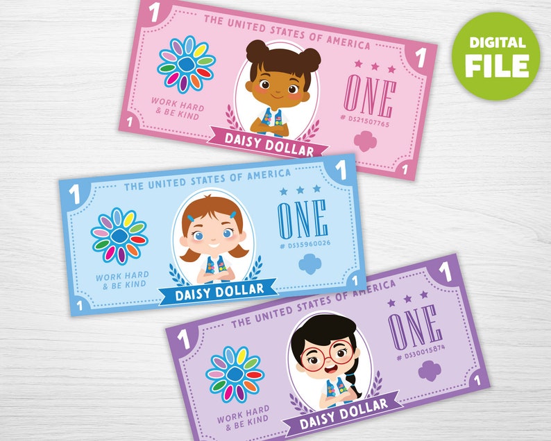 Girl Scout Daisy Dollars Printable Scout Money Digital Girl Etsy