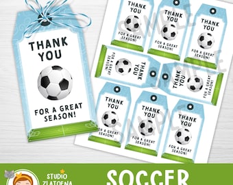 Soccer Thank You for a Great Season Printable Tag, Thank You Tag, Thank You Gift Tag, End of season Soccer tag, Printable tag
