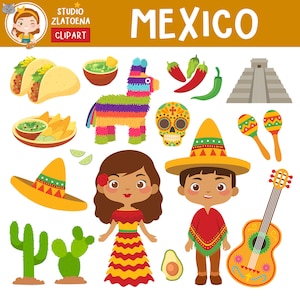 Mexican clip art Cinco de Mayo clipart Fiesta clipart Sombrero Taco Mexican Fiesta graphics Digital Mexican Party Clip Art Pinata Maracas
