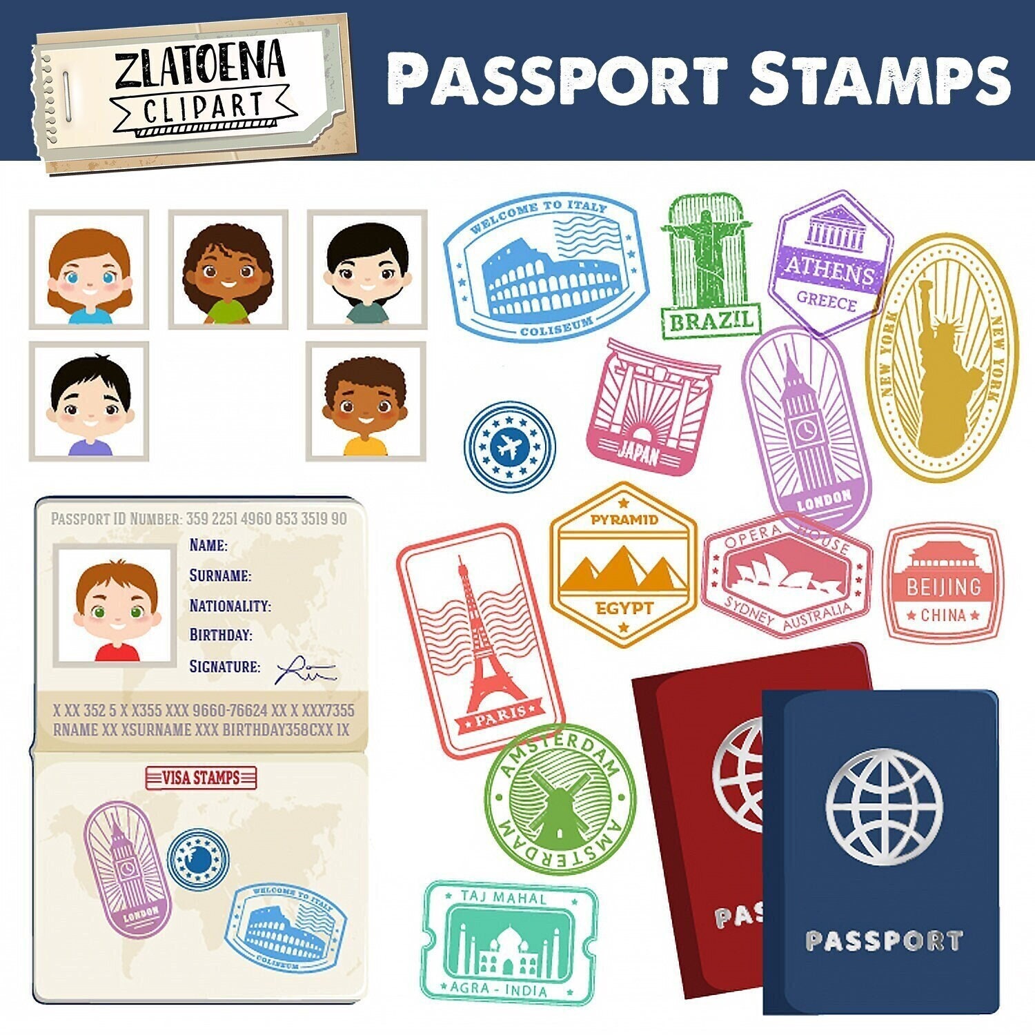 Passport Clipart - Etsy