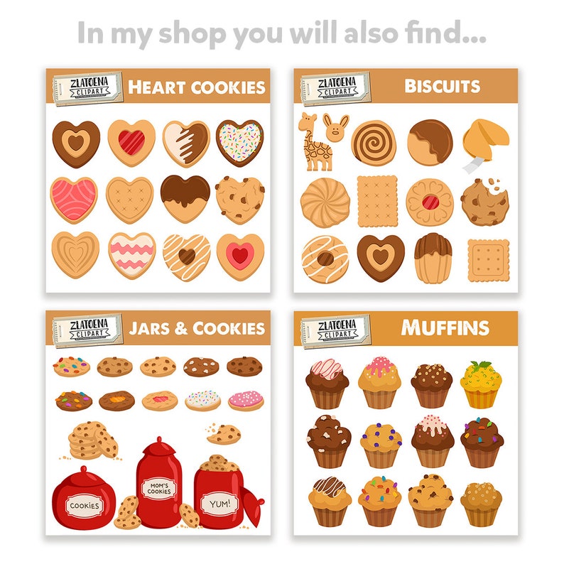 Cookies Clipart Set Cookie Clip Art Cookie Sandwich Digital Etsy