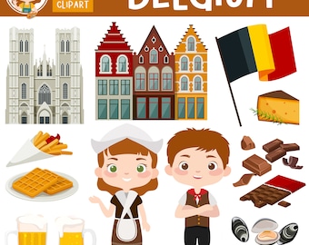 Belgium Clip Art: Travel, Food & Culture Graphics (Digital Download)