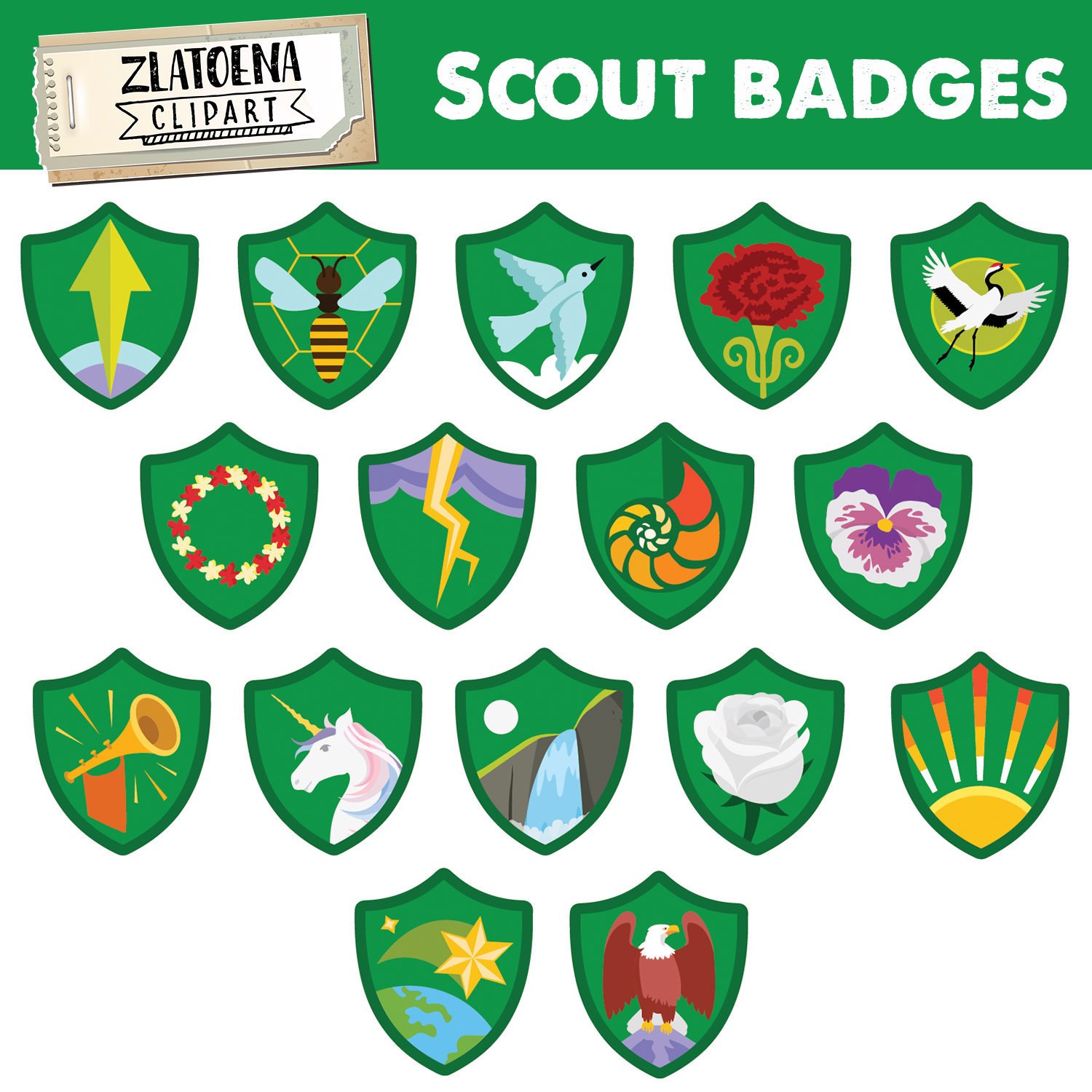 Brownie Girl Scout Clipart Scout Girl Clip art Explorer Badges Etsy
